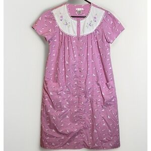 Kmart Pink Women's Mumu House Dress Duster Lavender Purple Floral snaps Size S